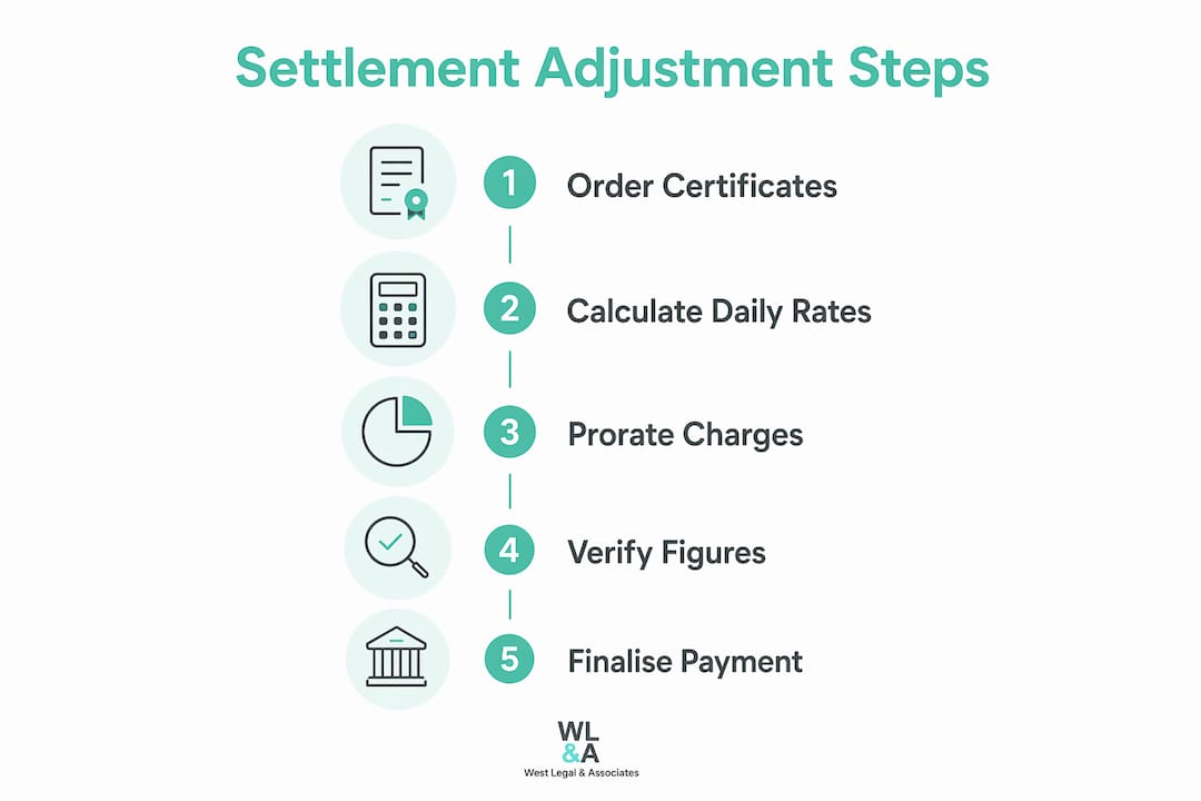 Infographic showing the settlement adjustment process steps
