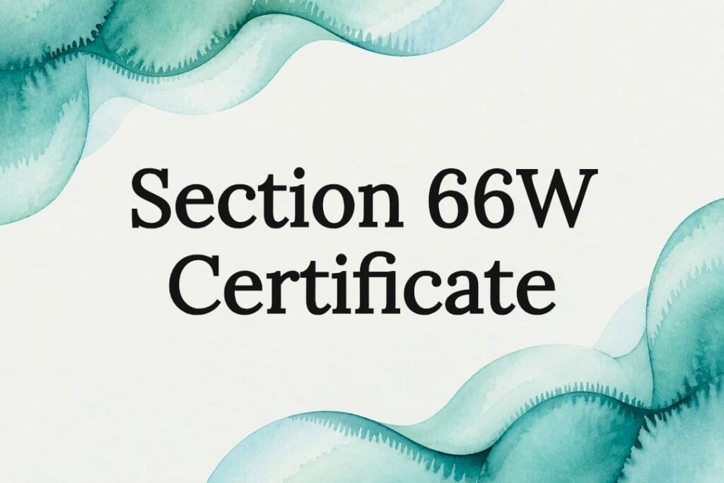 Decorative Section 66W certificate title card